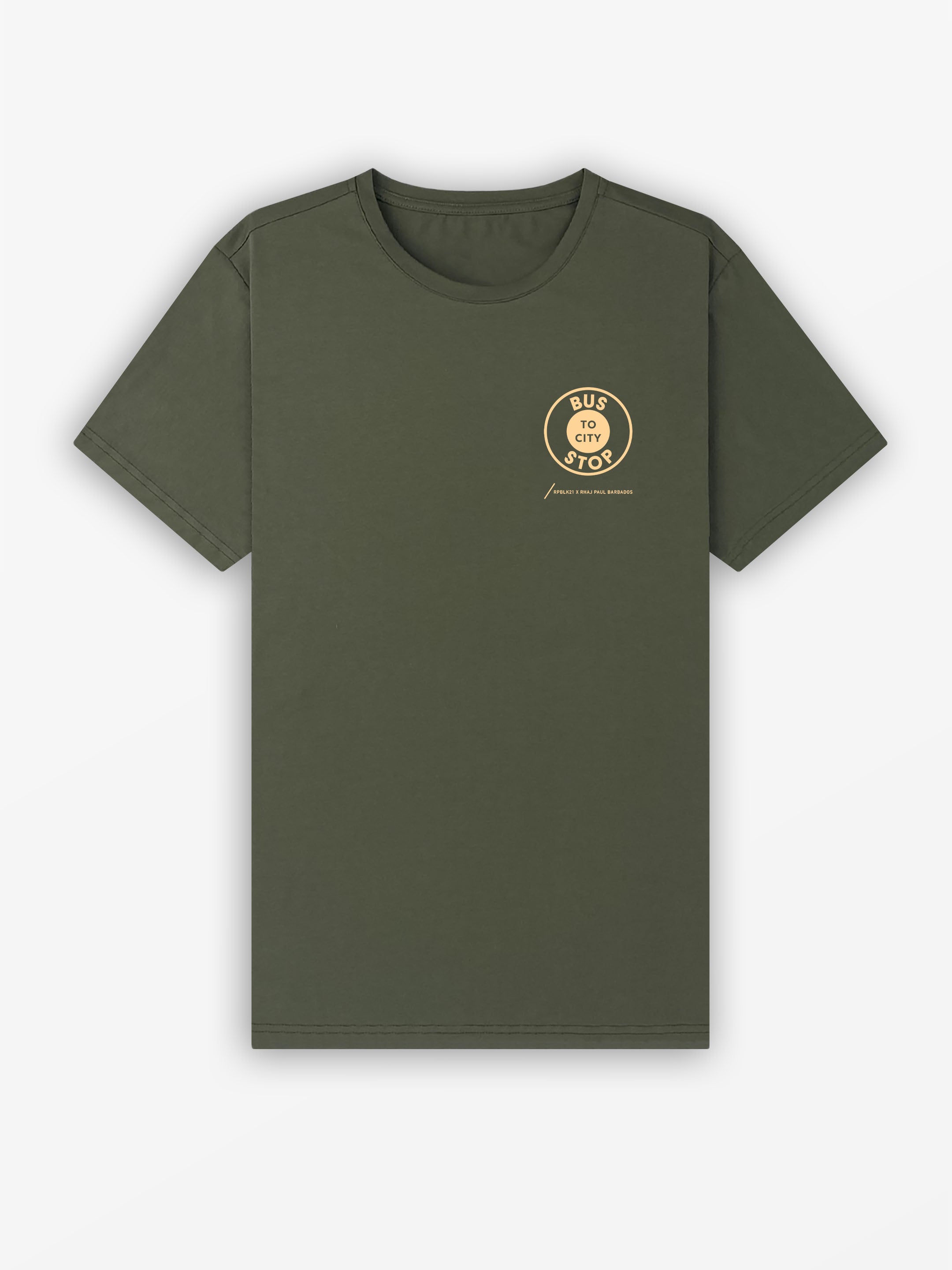 Bajan Bus Stop Tee | Army Green / Landscape