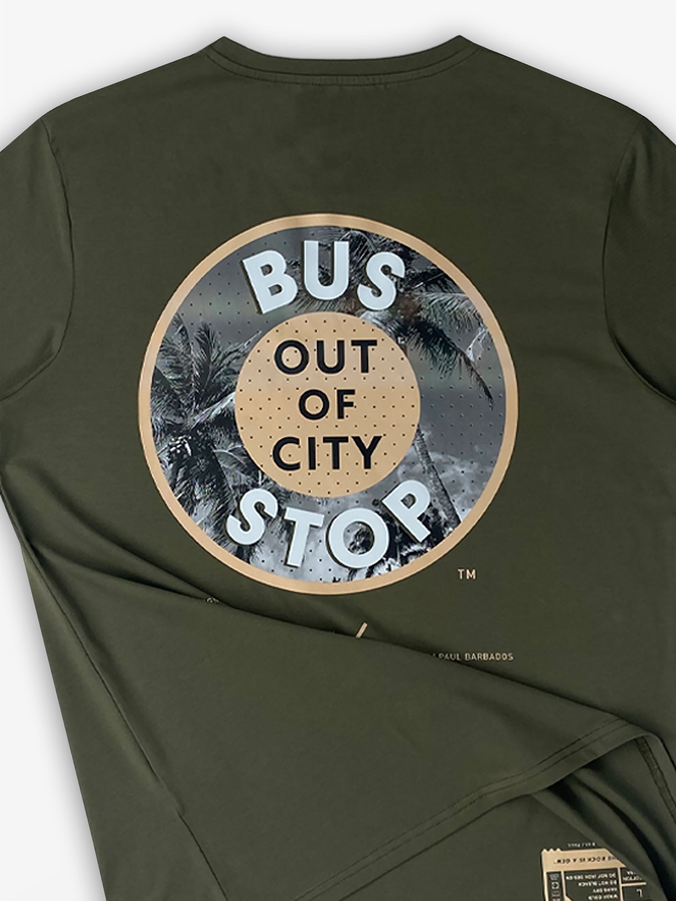 Bajan Bus Stop Tee | Army Green / Landscape