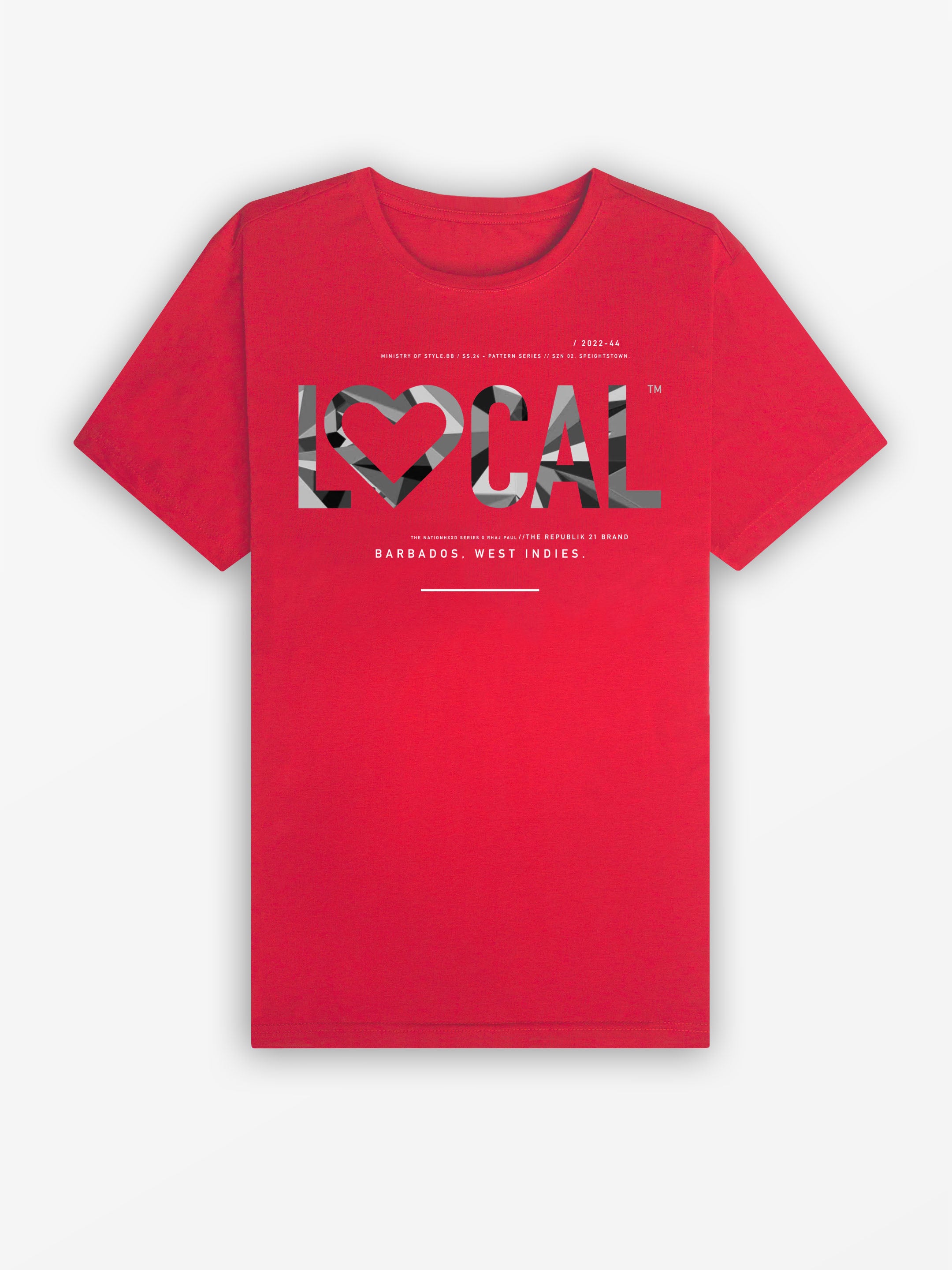 LOCAL LOVE Tee | Fire Red / Kaleidoscope Grey
