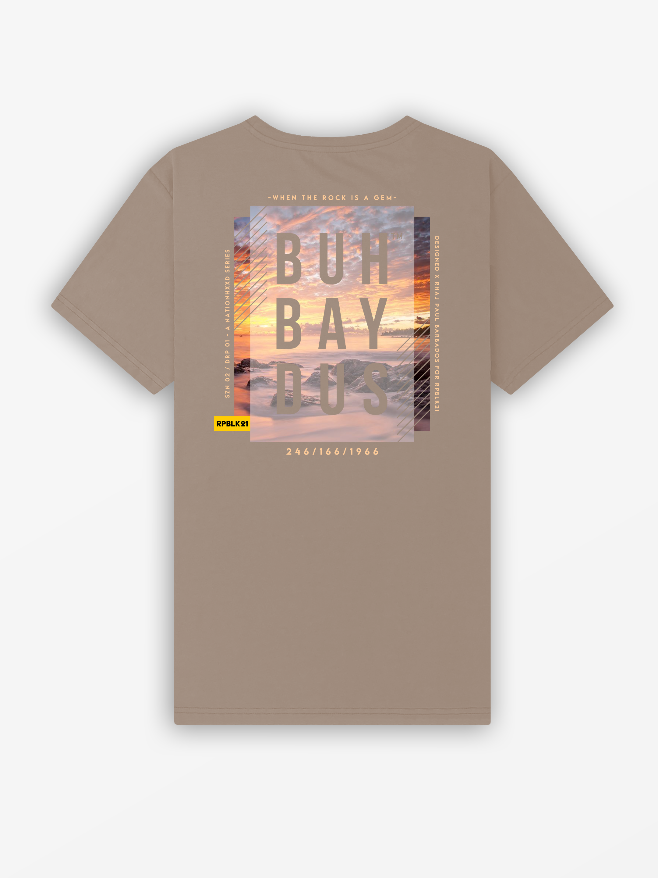 Buhbaydus 2025 Tee | Taupe Brown / Sunset White