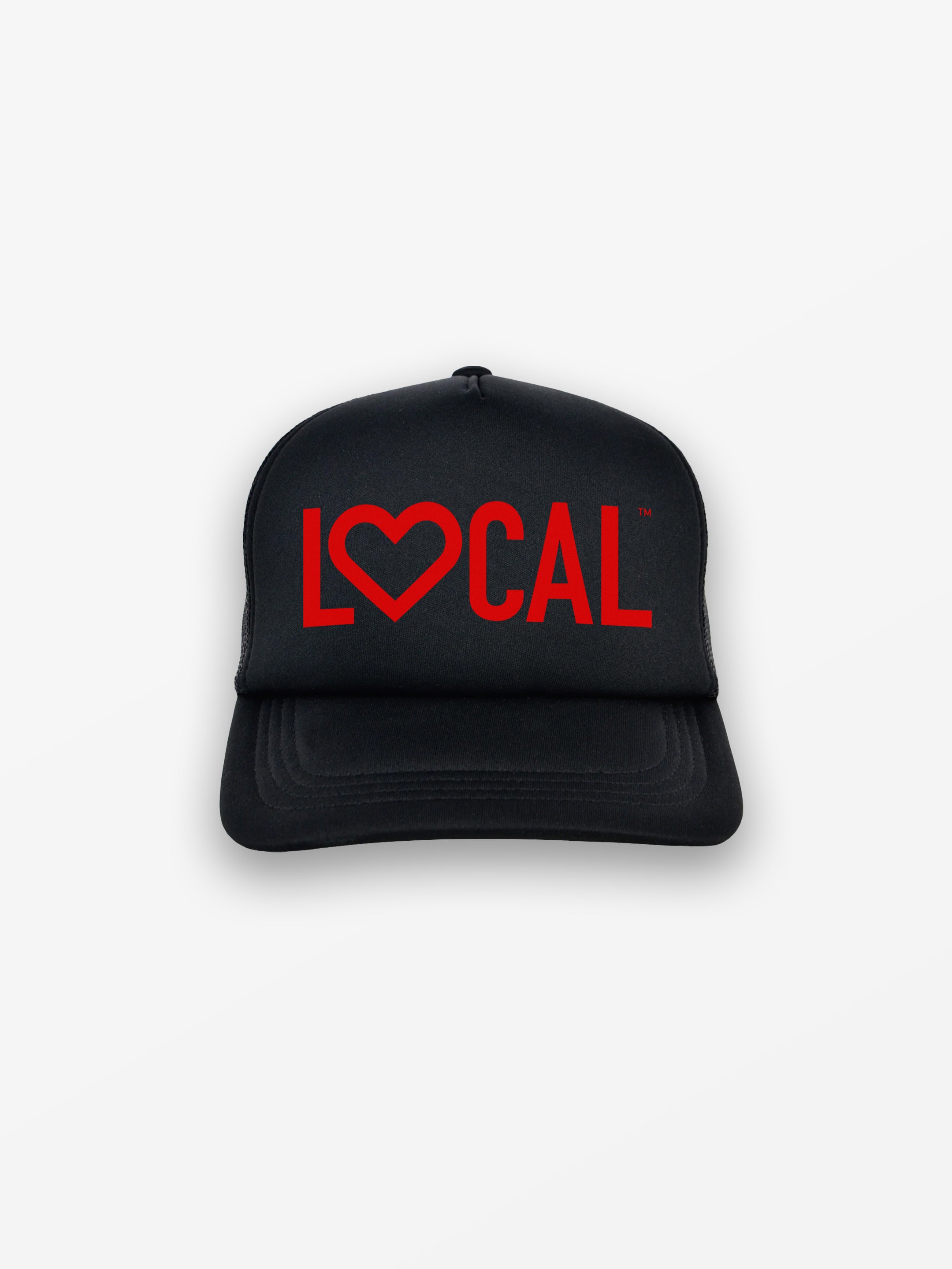 LOCAL LOVE Trucker Hat | All Black / Red