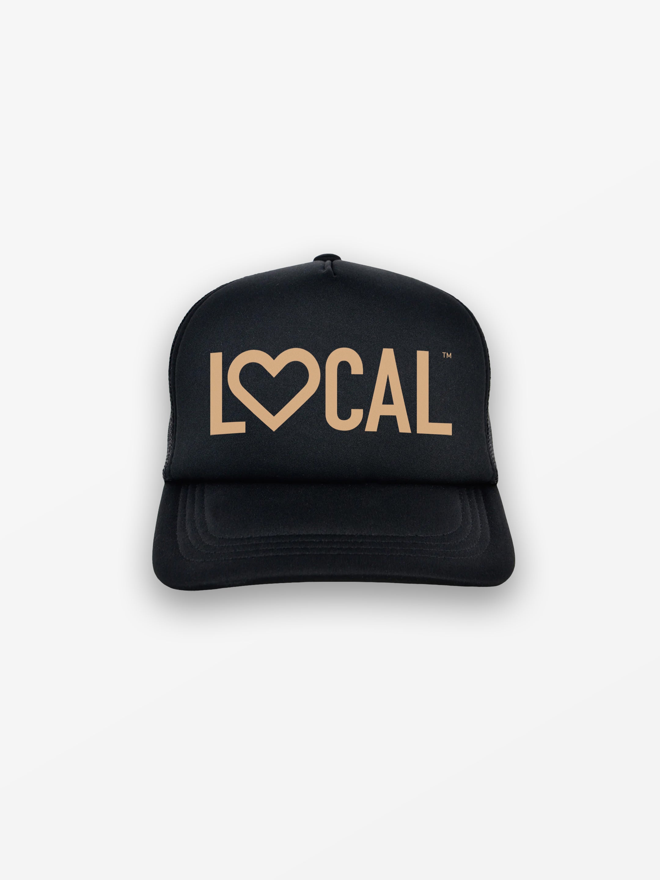 LOCAL LOVE Trucker Hat | All Black / Sand