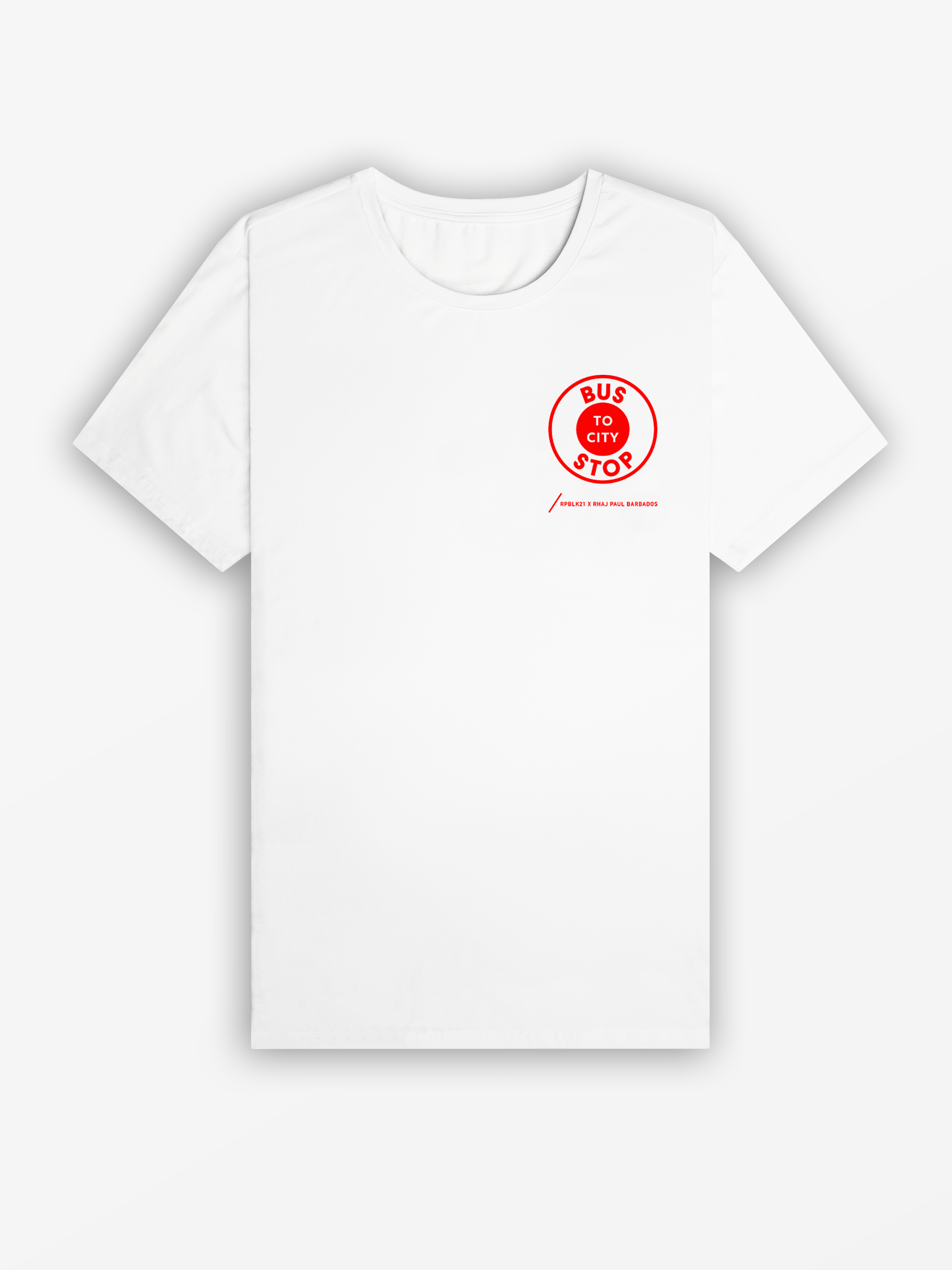 Bajan Bus Stop Tee | White / Hibiscus