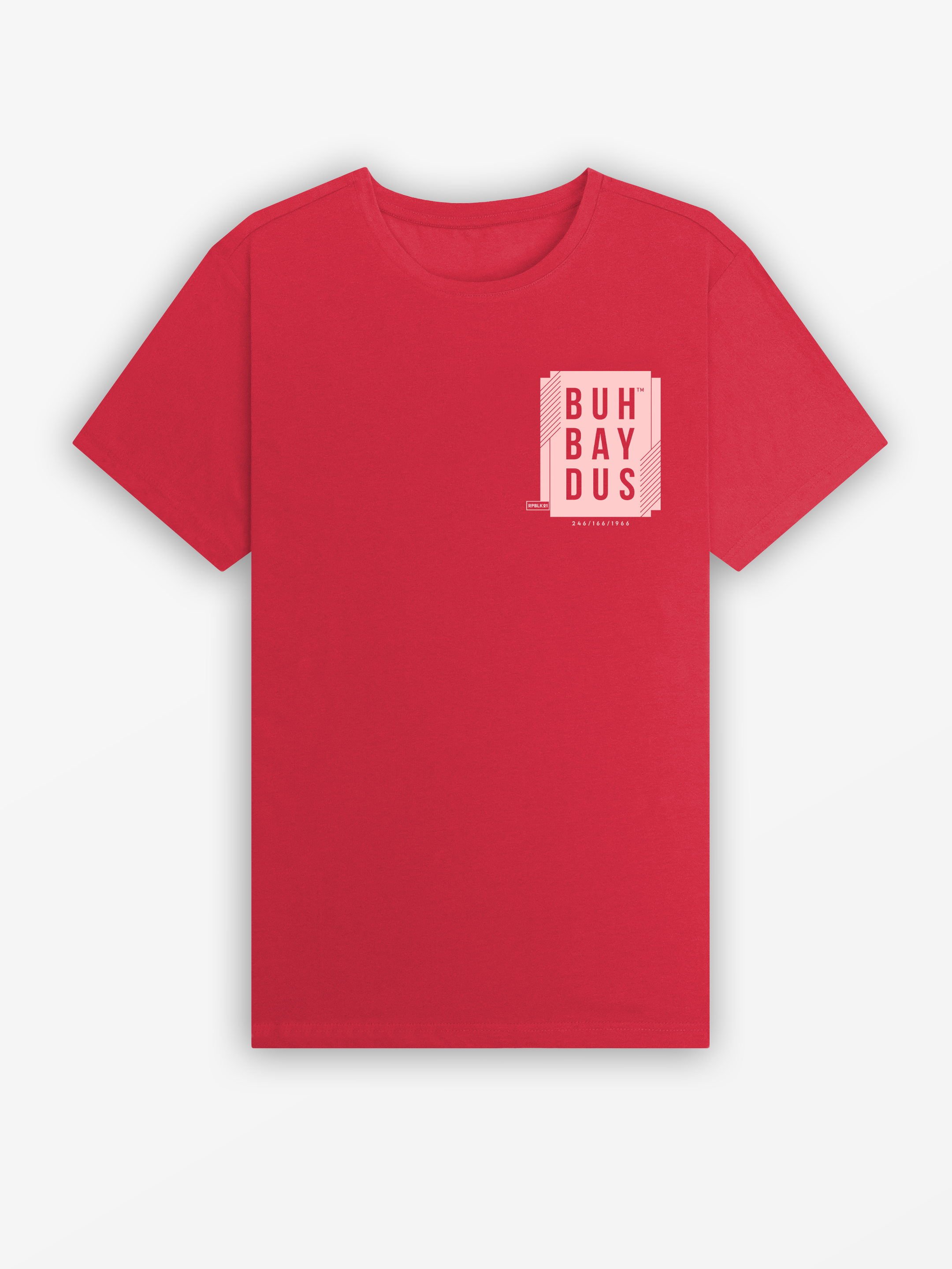 Buhbaydus 2025 Tee | Fire Red / Pink Outline
