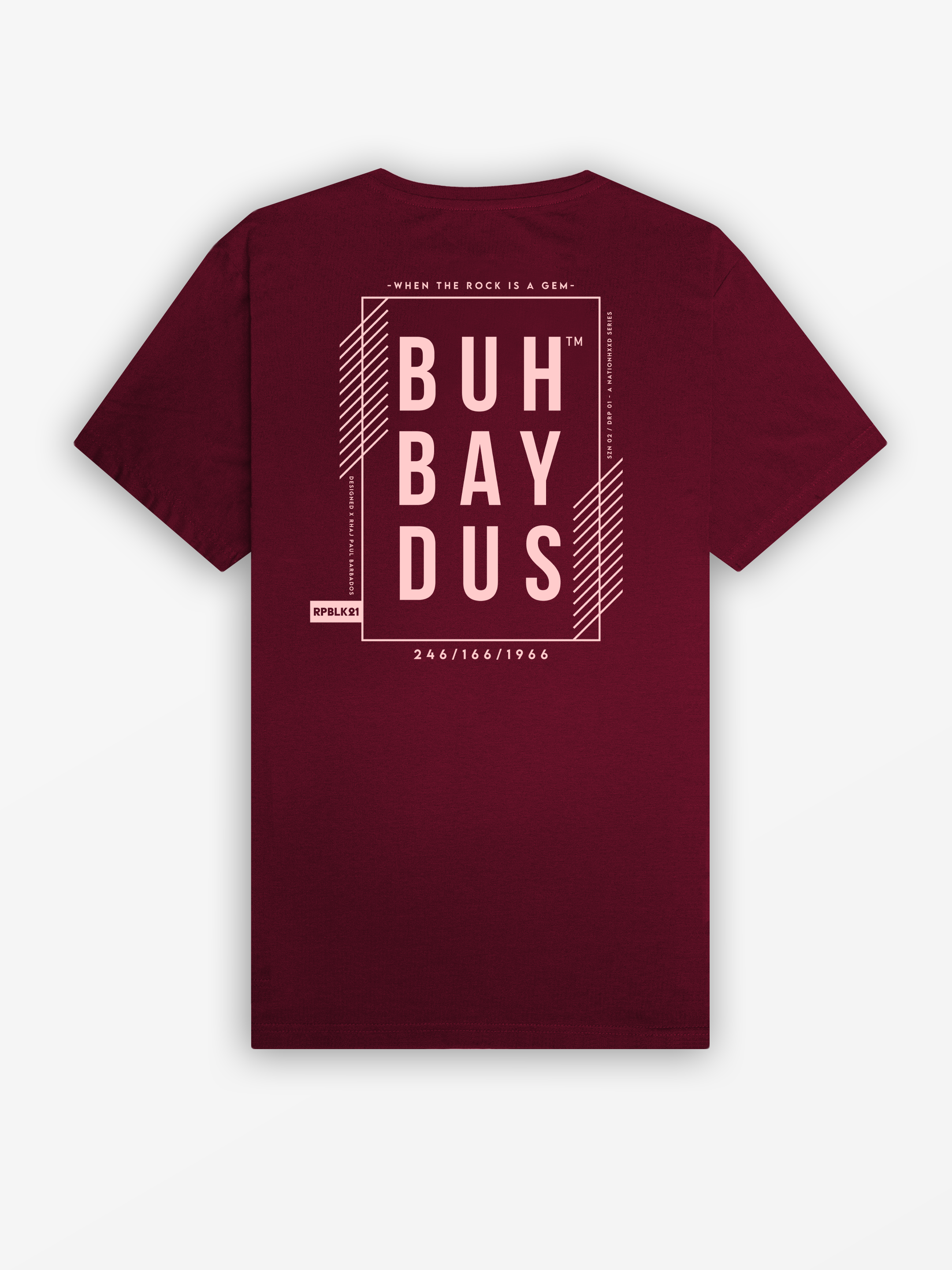 Buhbaydus 2025 V-Neck Tee | Wine / Pink
