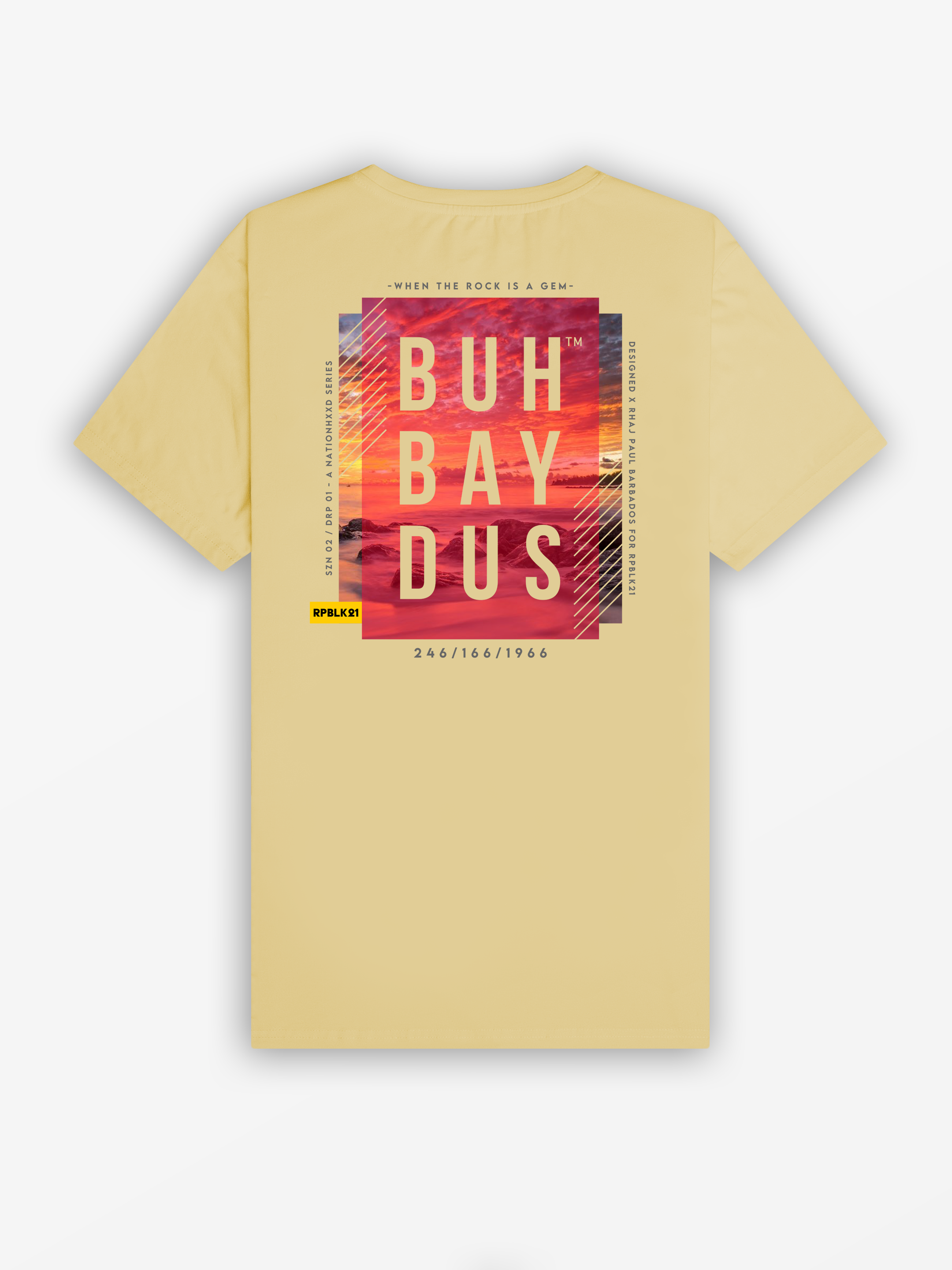 Buhbaydus 2025 Tee | Butter Yellow / Sunset Red