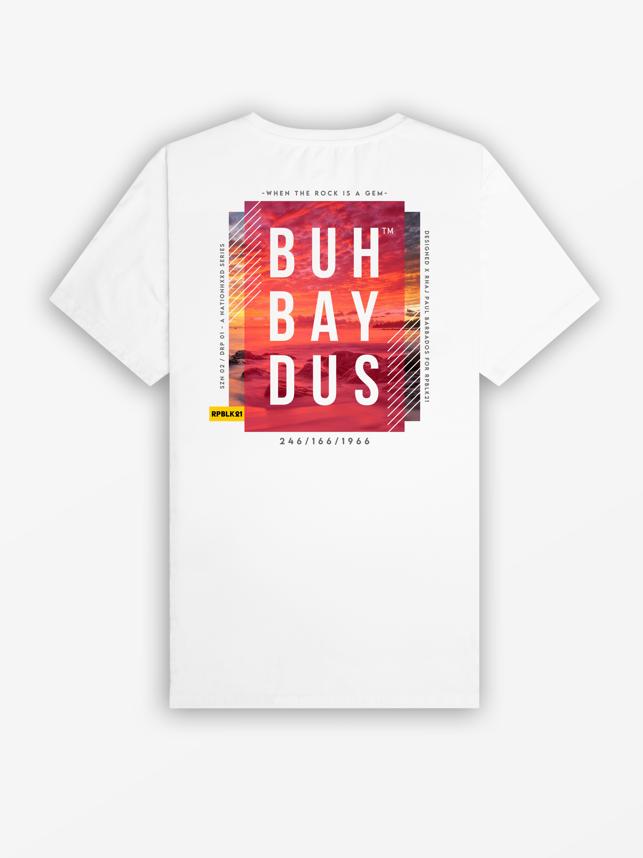 Buhbaydus 2025 Tee | White / Sunset Red