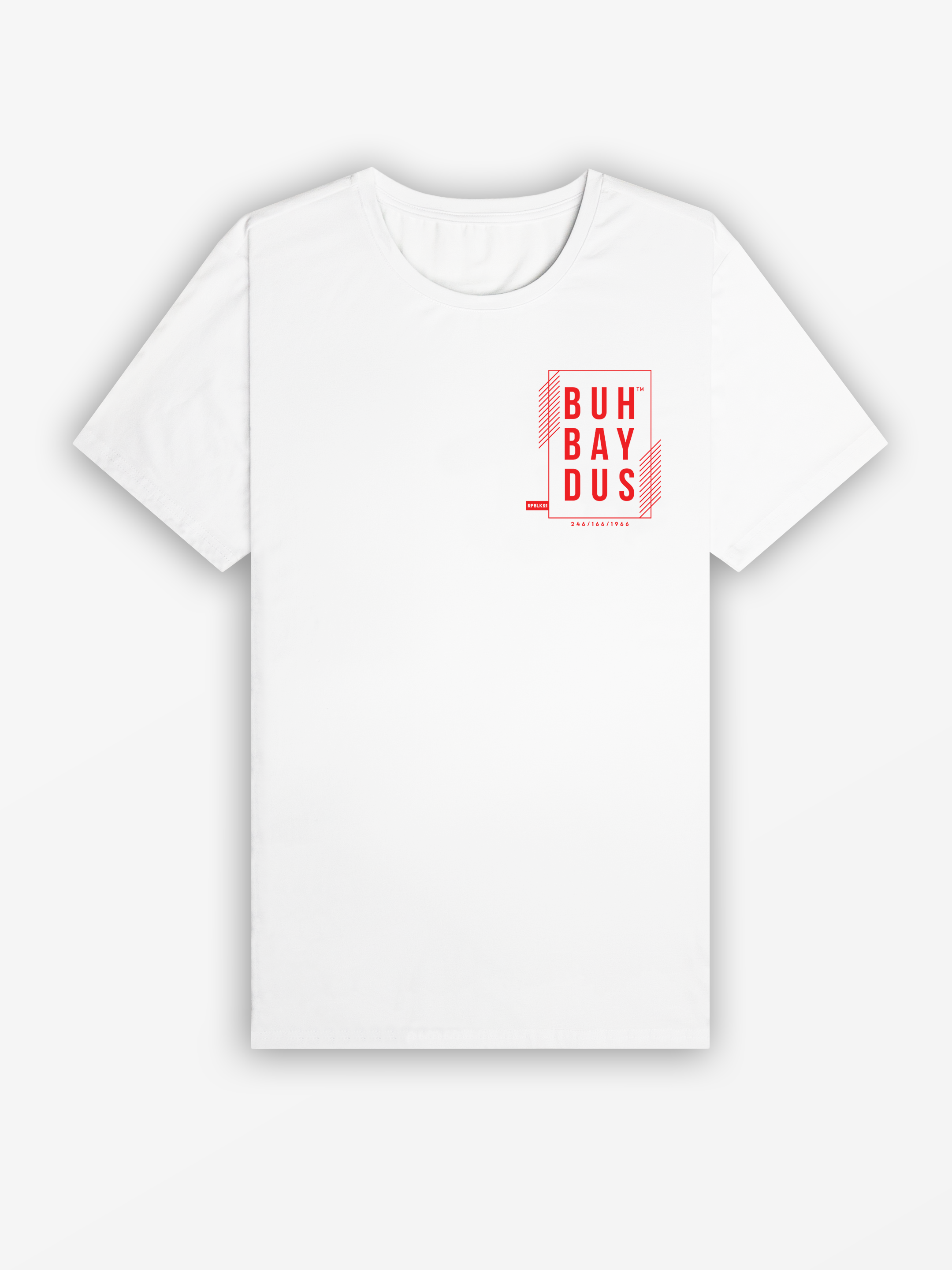 Buhbaydus 2025 Tee | White / Sunset Red