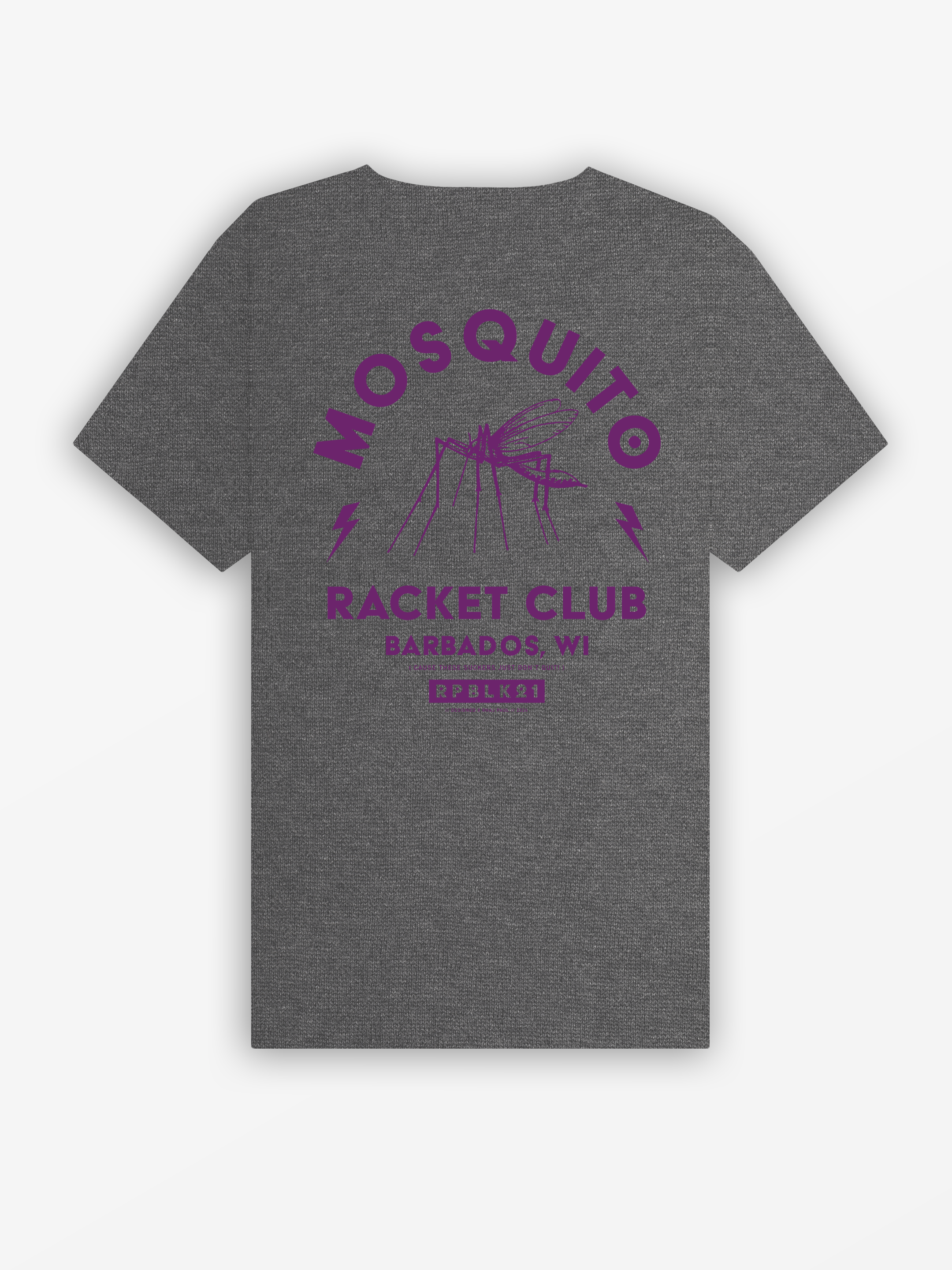 MRC / Mosquito Racket Club V-Neck Tee | Heather Grey / Purple