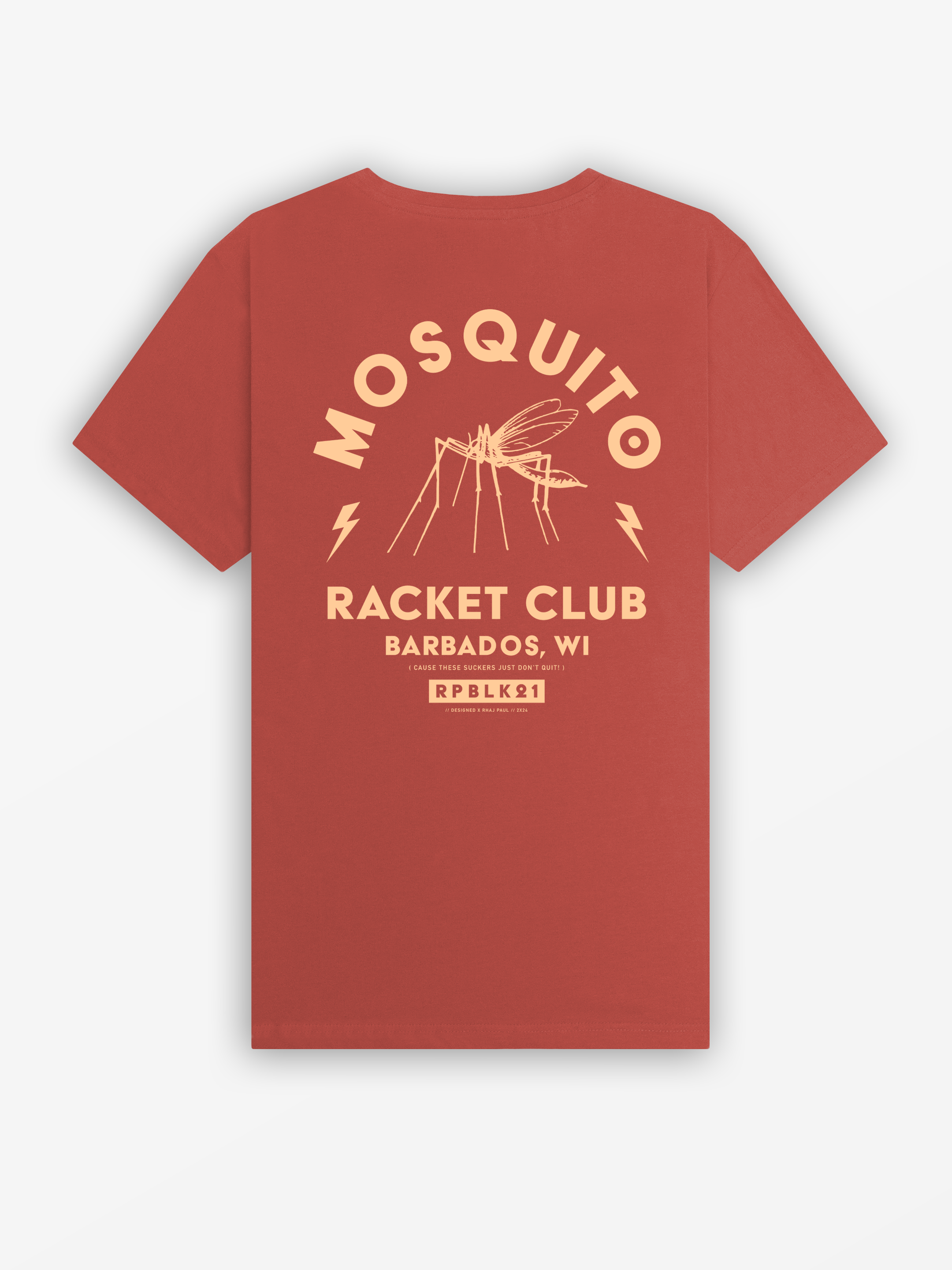 MRC / Mosquito Racket Club Tee | Brick Red / Sand
