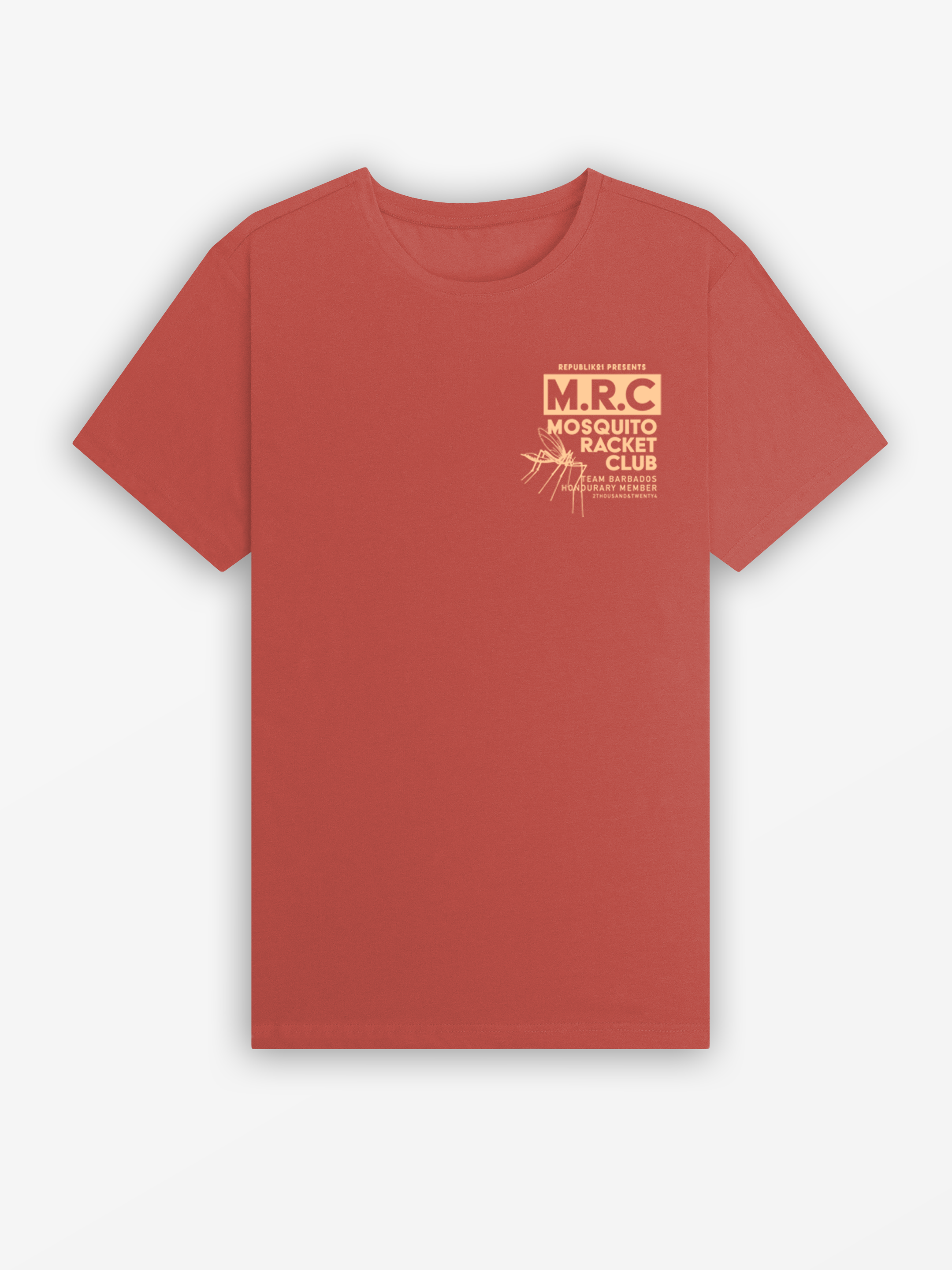 MRC / Mosquito Racket Club Tee | Brick Red / Sand