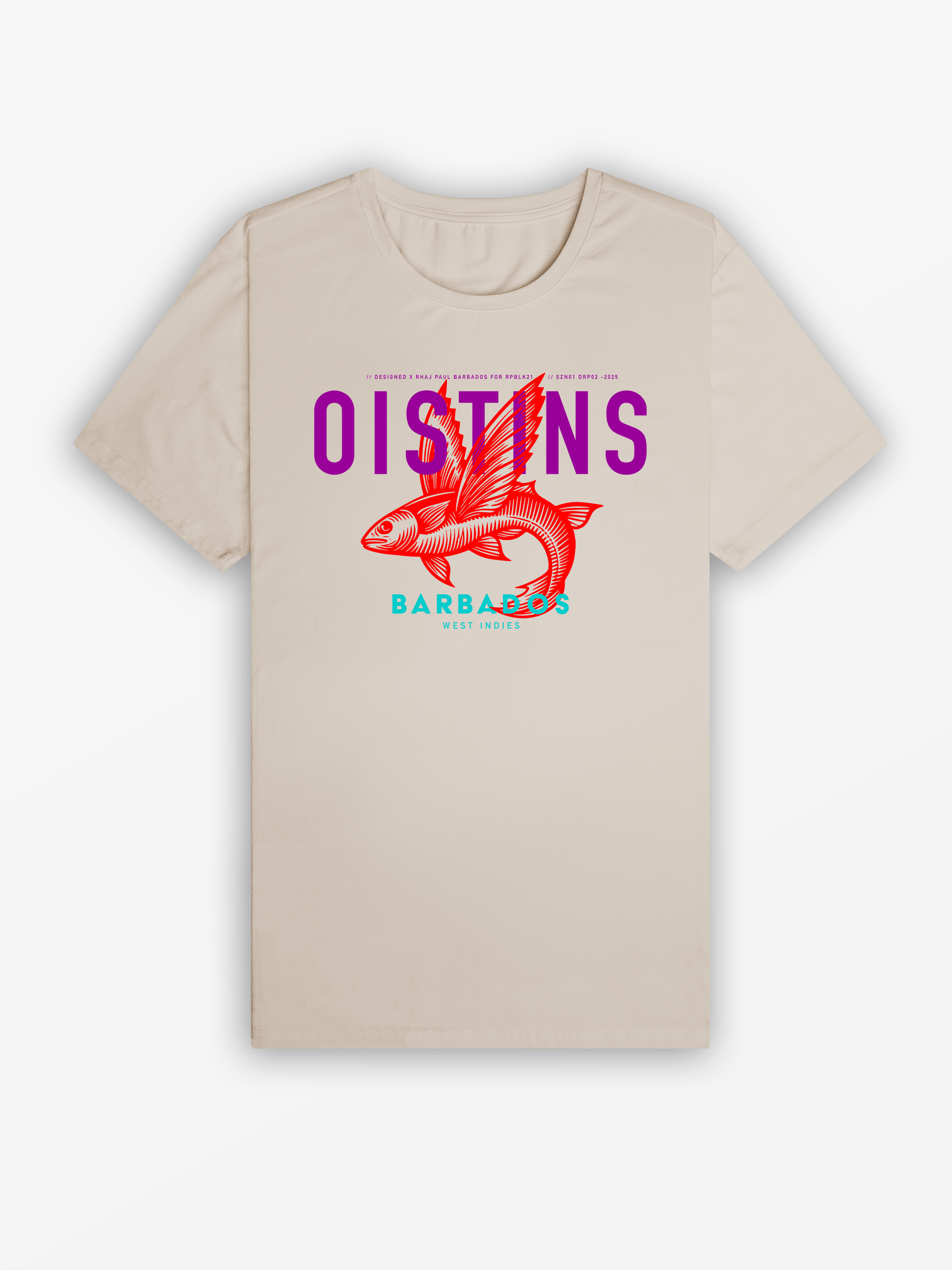 Oistins 2025 Tee | Light Khaki / Purple